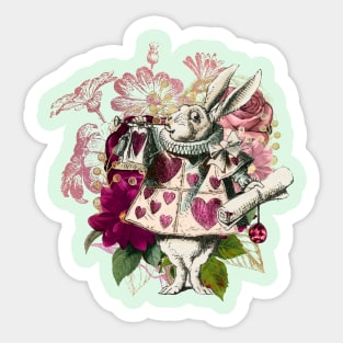 Alice in Wonderland White Rabbit Heart Card Sticker